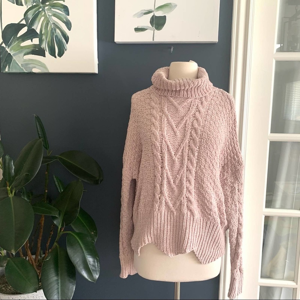 Daisy May▪️Knit Turtleneck Sweater Zig zag‎ Hem. L